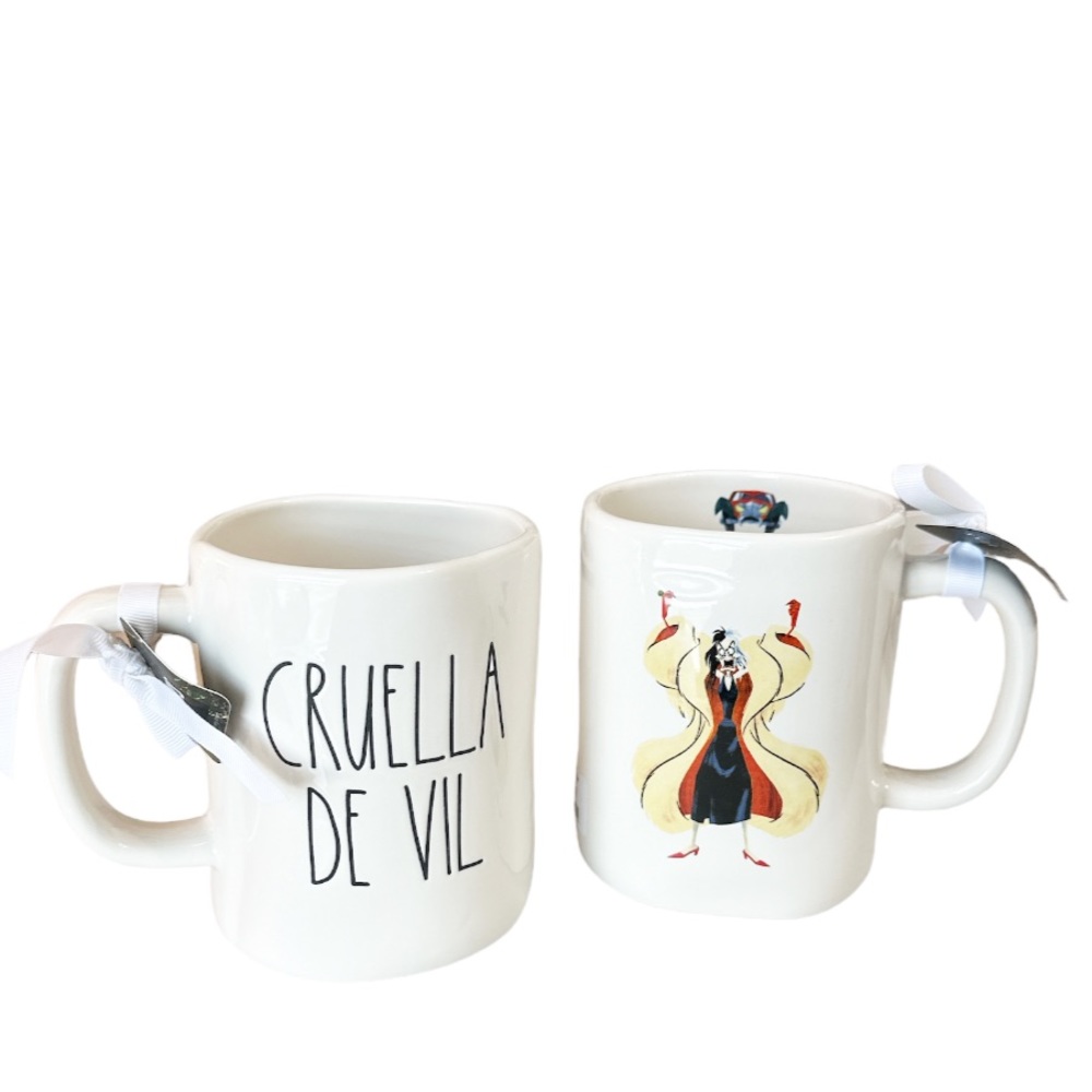 NEW Rae Dunn CRUELLA DE VIL Disney Villains Double Sided Mug